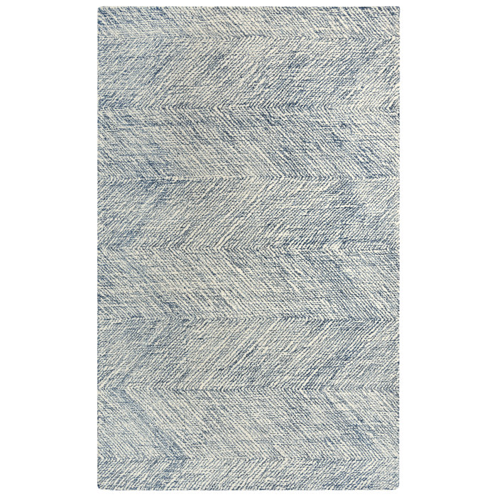 Millwood Pines Morecambe Chevron Handmade Tufted Wool Blue Area Rug